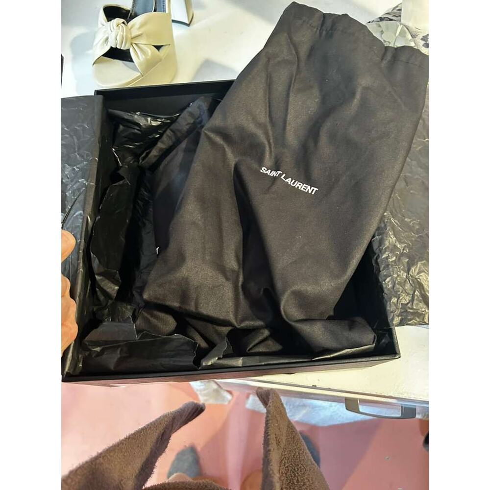 Saint Laurent 60mm Cassandra Leather Sandals Black Size 36.5/US 6.5 - Picture 7 of 7